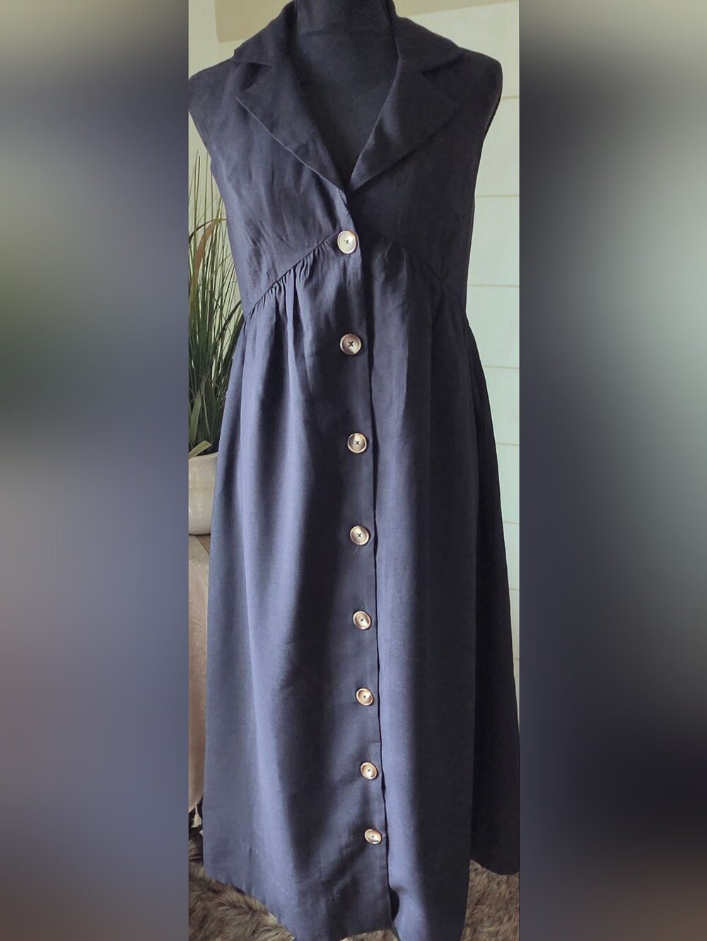 Tuckernuck Pomander Place Alexis Black Button Midi Dress S HTF Coastal Preppy
